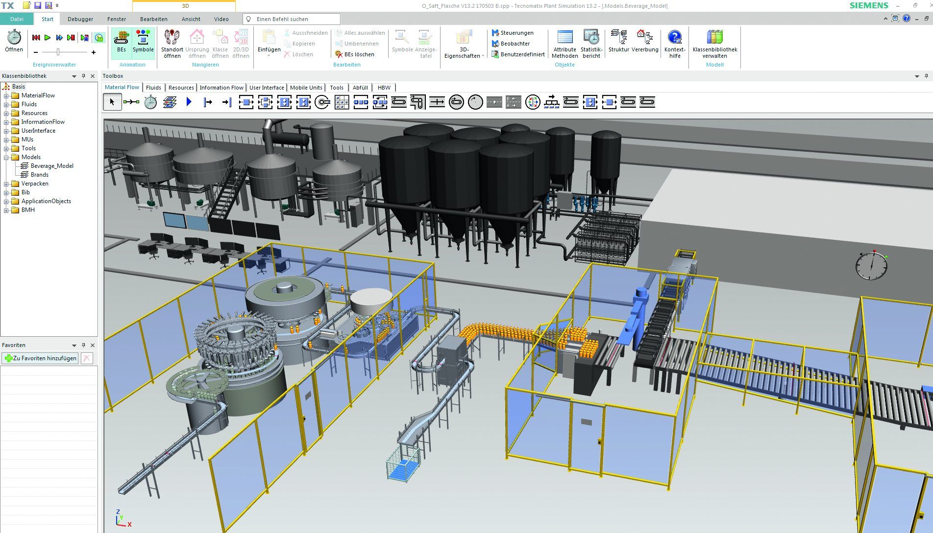 Capture d'écran d'une simulation d'usine