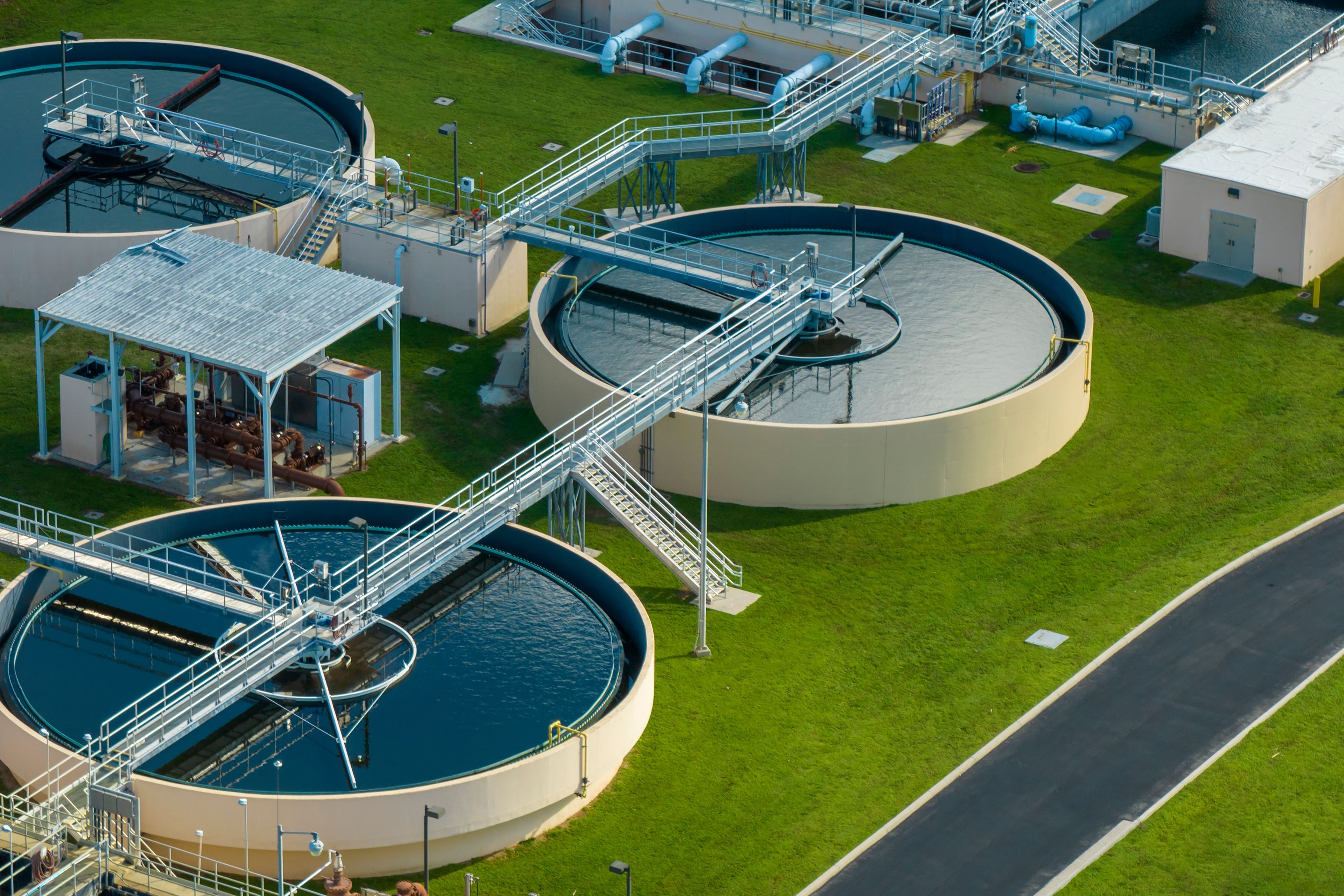 View of water treatment factory