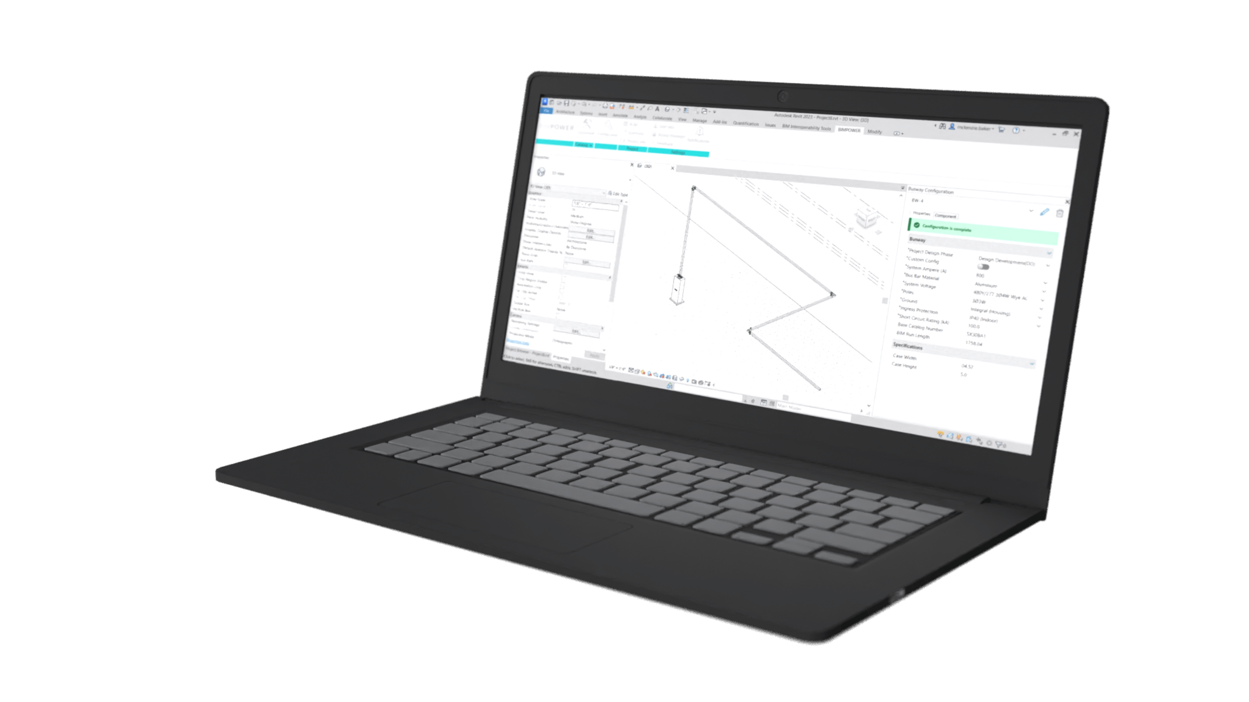 BIMPOWER Screen on laptop.