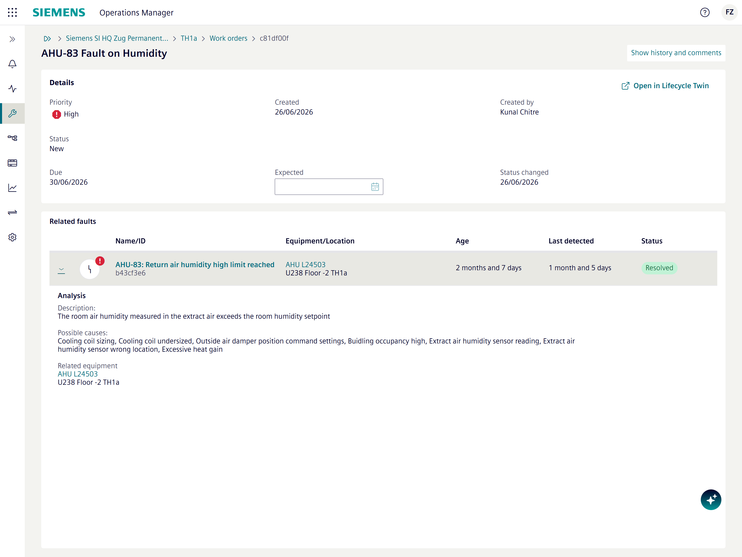Operations Manager Screenshot with an order filled out