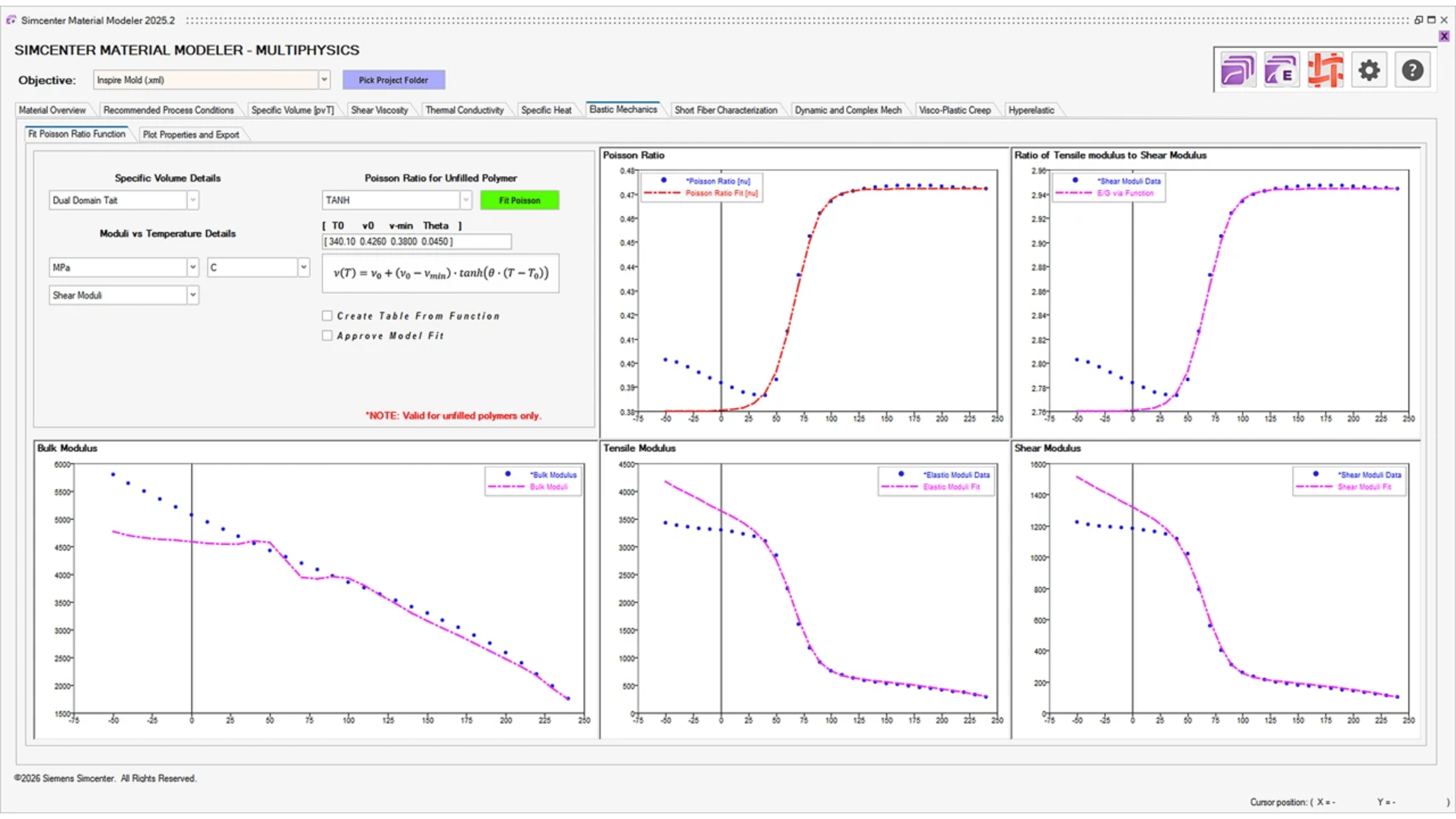 Software screenshot of Simcenter's Material Modeler Multiphysics software.