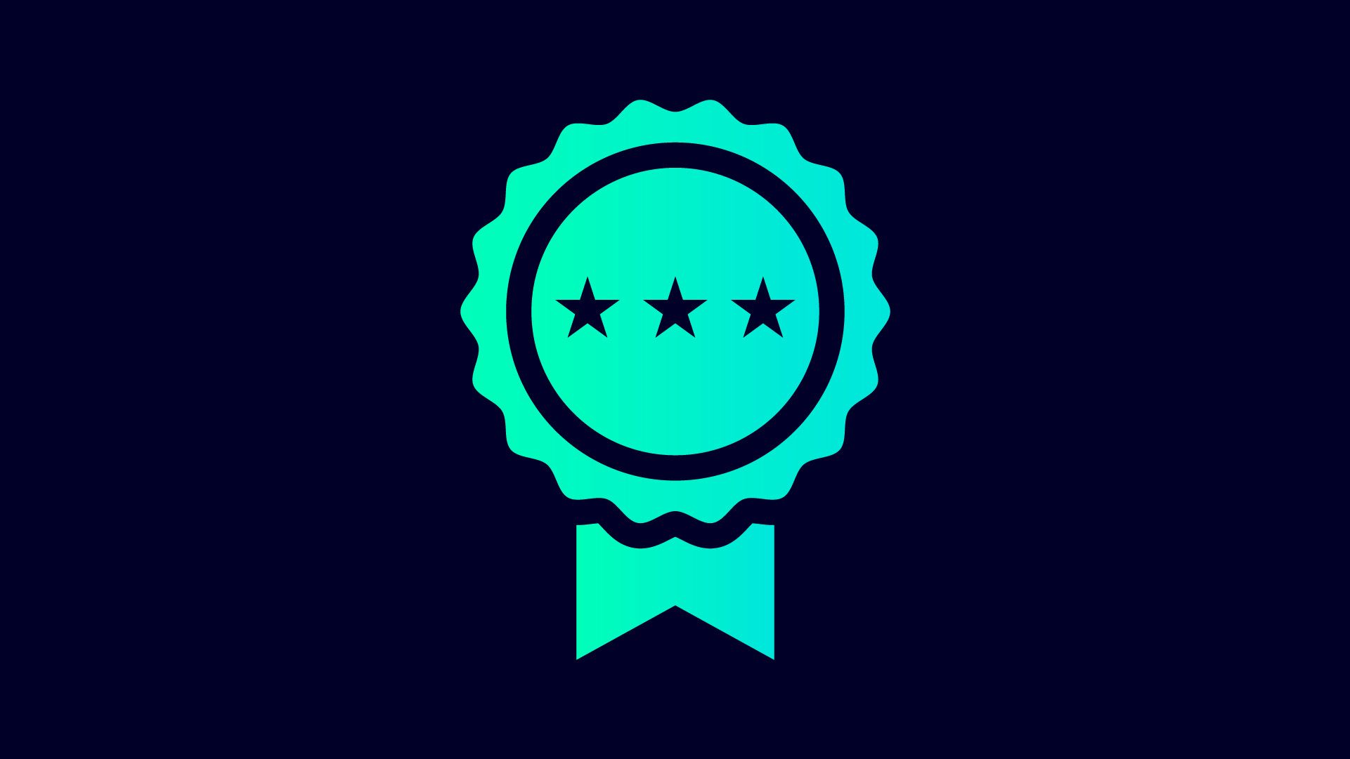 Icon representing improved quality control: a three-star award badge