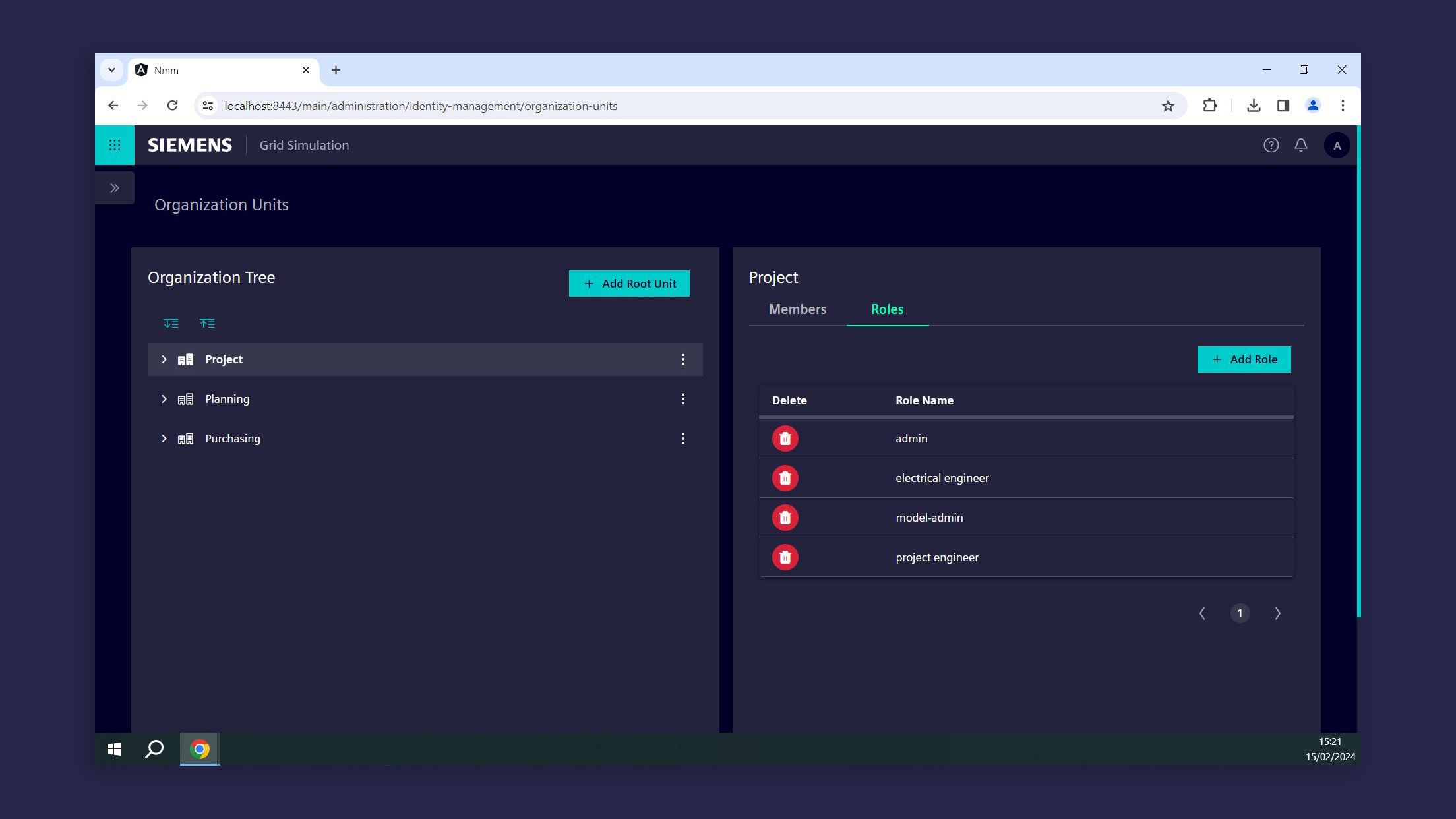 Network Model Manager: Role Management (Screenshot)