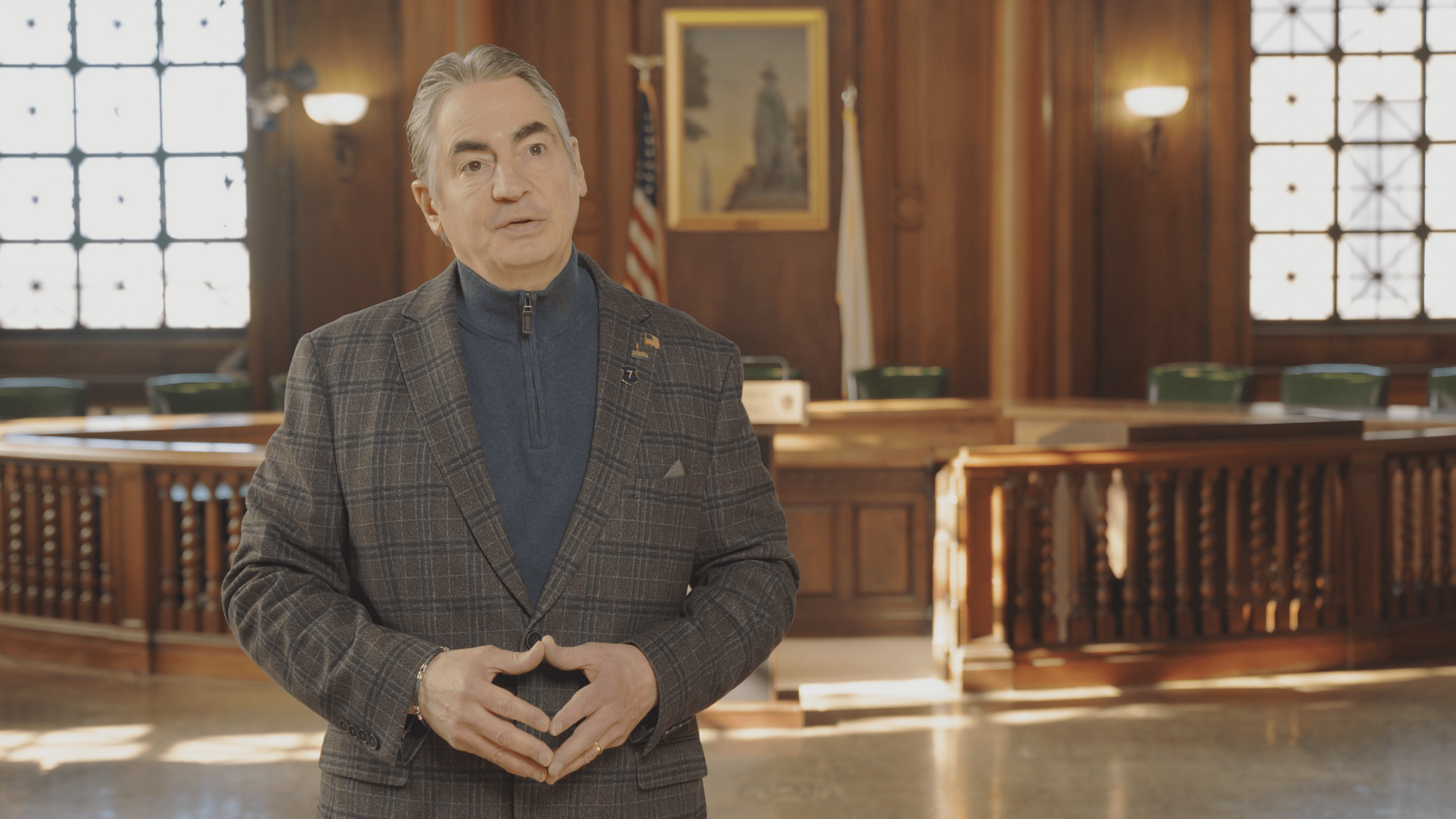 A picture of the City of Springfield Mayor Domenic Sarno inside a building.