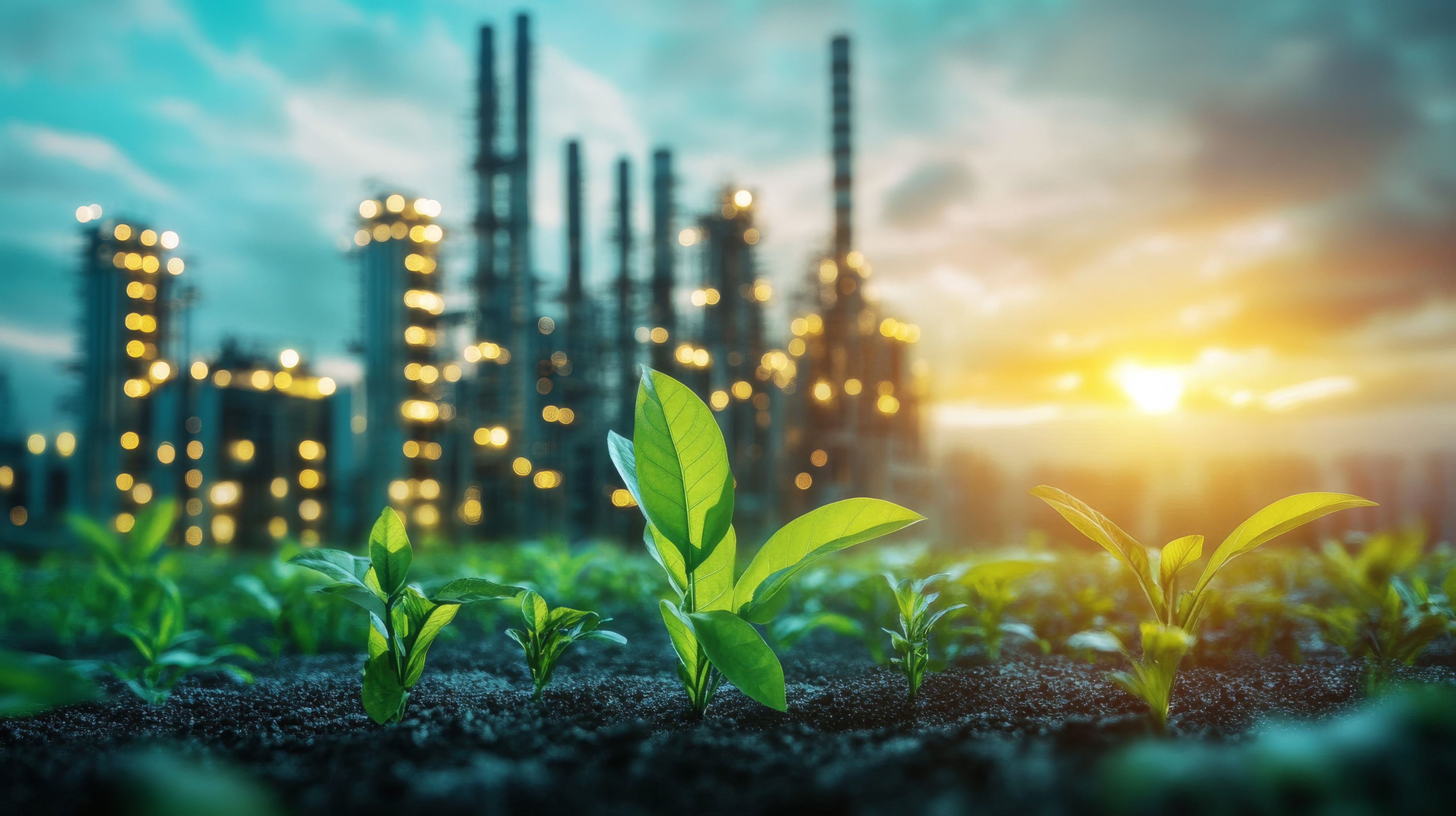 A concept of eco-friendly energy in industrial gas separation, promoting sustainability, energy efficiency and reduced carbon emissions.