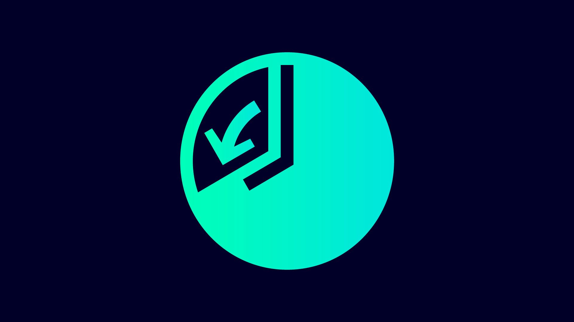 Icon representing faster time-to-market: a pie chart with a checkmark