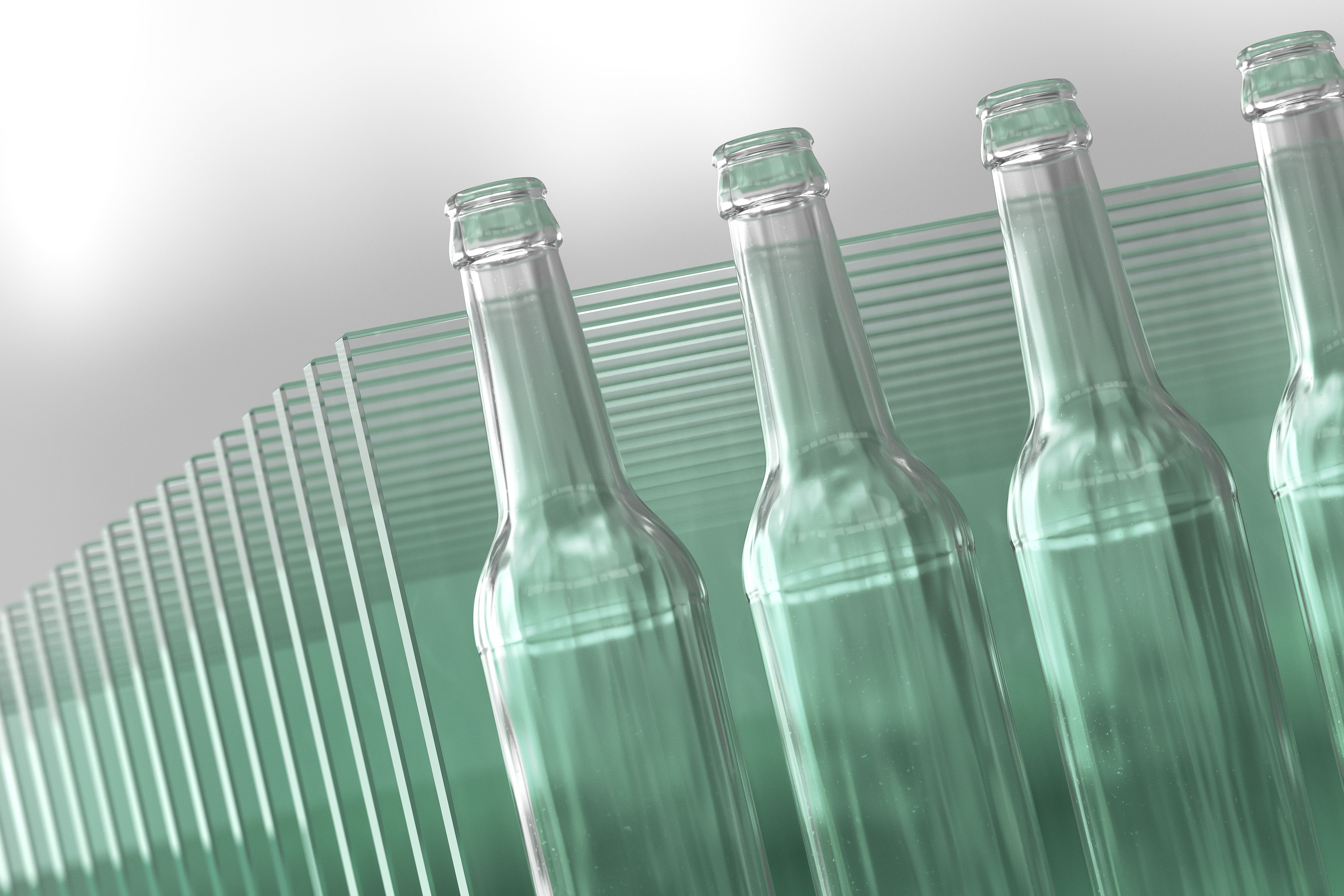 Glass panes and glass bottles