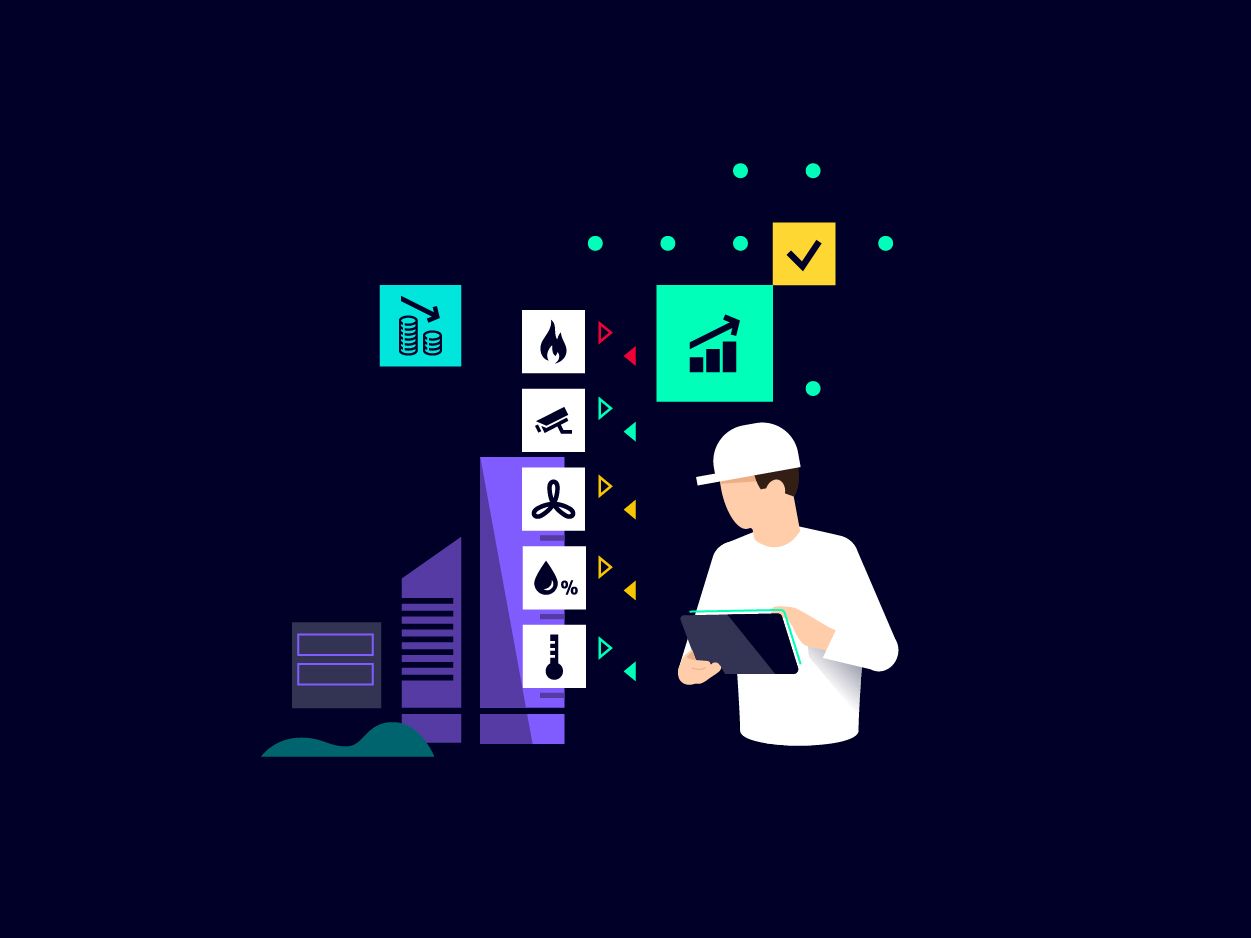 Illustration af erhvervsbygninger - Teknisk Asset Performance
