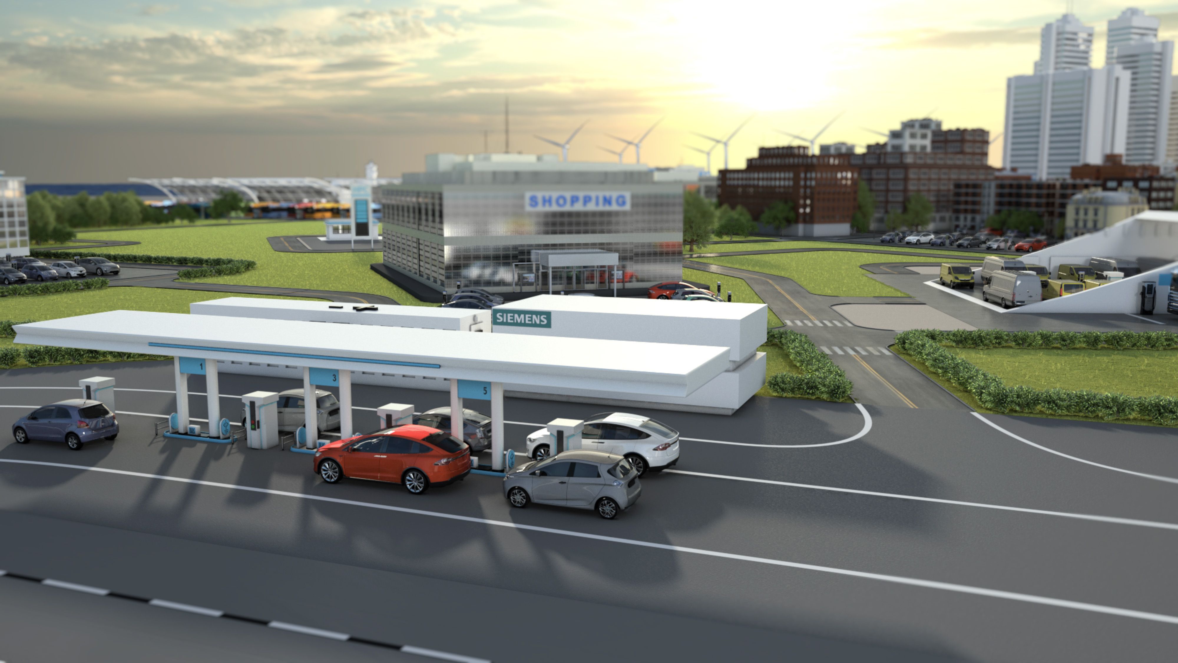Graphic showing cars transit charging