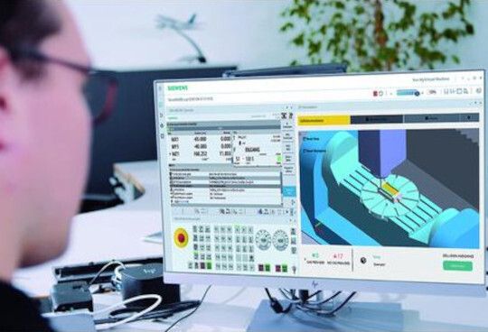 Engineer reviewing a CNC toolpath simulation