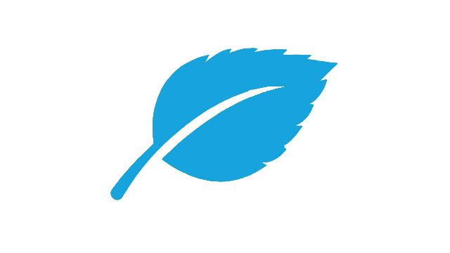 Icon of a blue leaf with the stem at the bottom left and head to the upper right