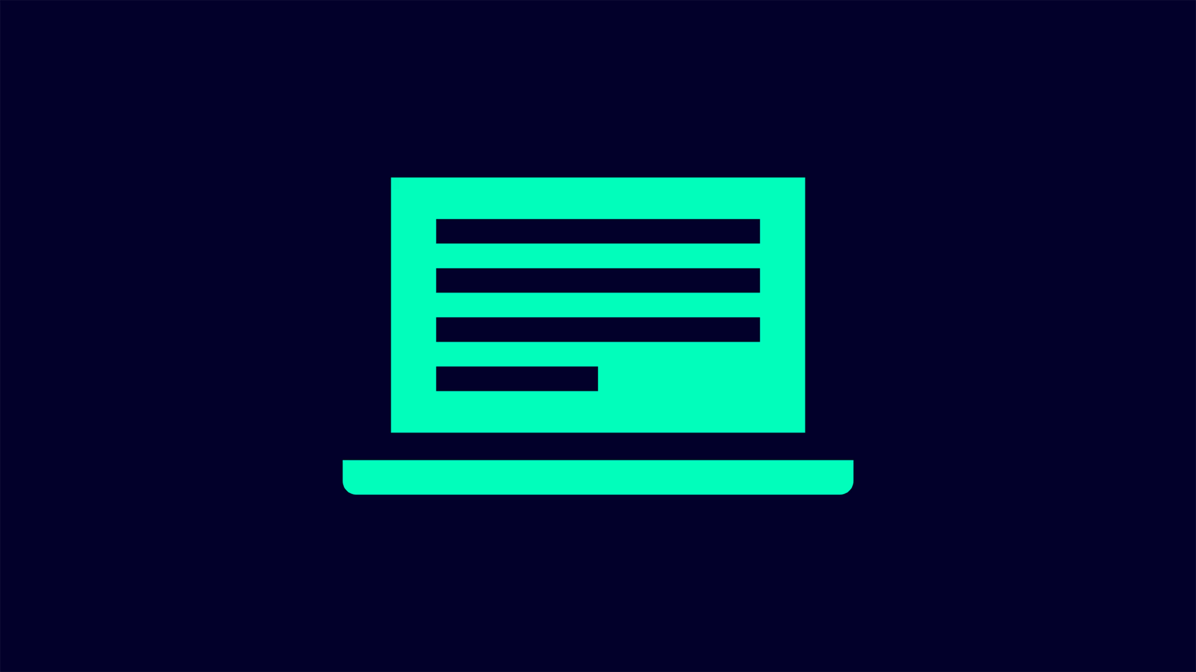 Neon green laptop icon with text lines on dark background article