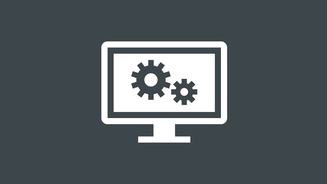 Icon for configuration with SINEC INS: two interlocking gears on a computer screen.