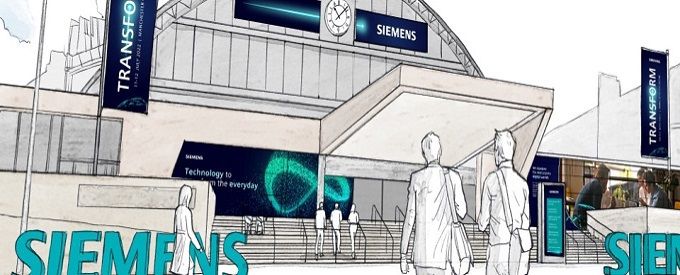 Artist's impression of Siemens #Transform 2022 event at Manchester Central 12-13 July