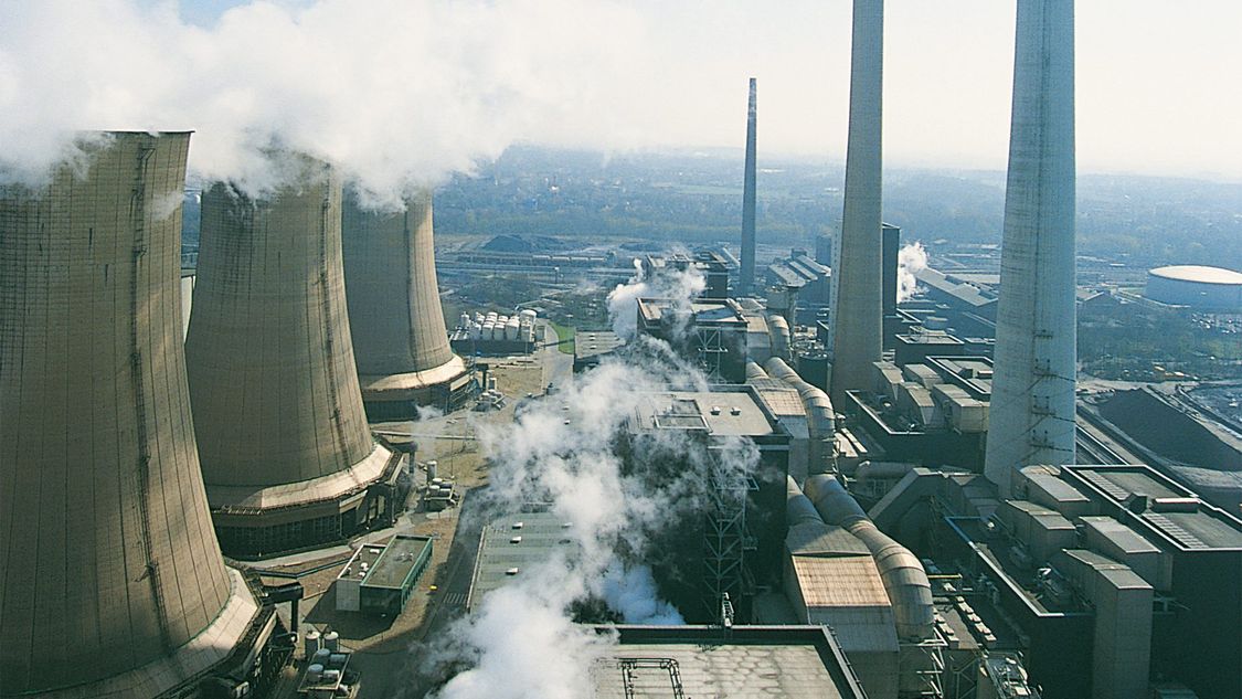 USA | Industry photo of power plant smoke stacks