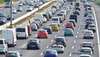 Lanes of vehicles in traffic on a highway