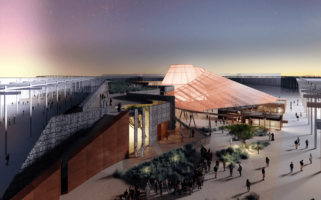 Eine Visualisierung des Opportunity-Pavillons an der Expo 2020 in Dubai.