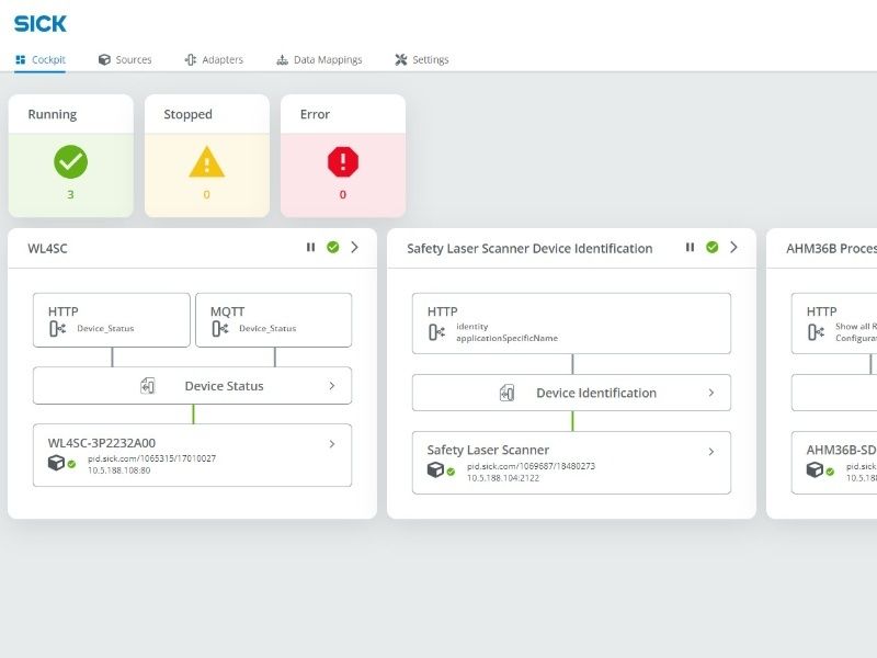 Dashboard til SICK ConnectX enhedsovervågning