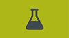 Icon of a stylized half-filled test tube on green background
