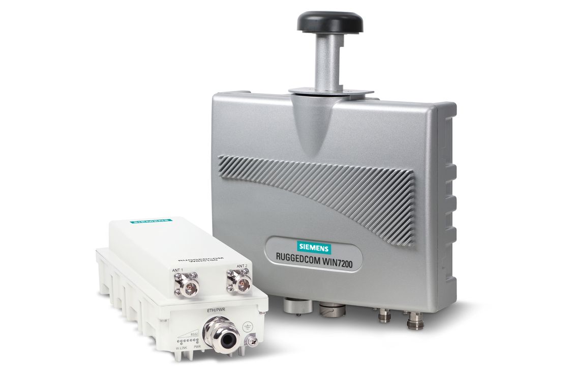 Product shot of RUGGEDCOM WIN base stations for private wireless critical infrastructure