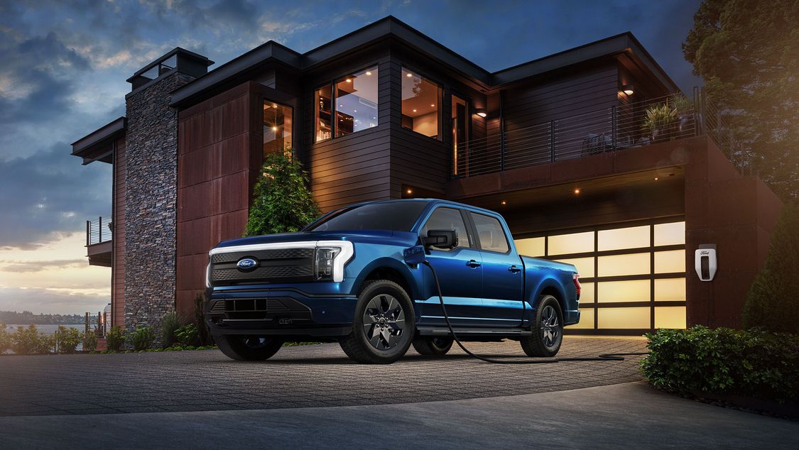 Blue Electric Ford Pickup Truck