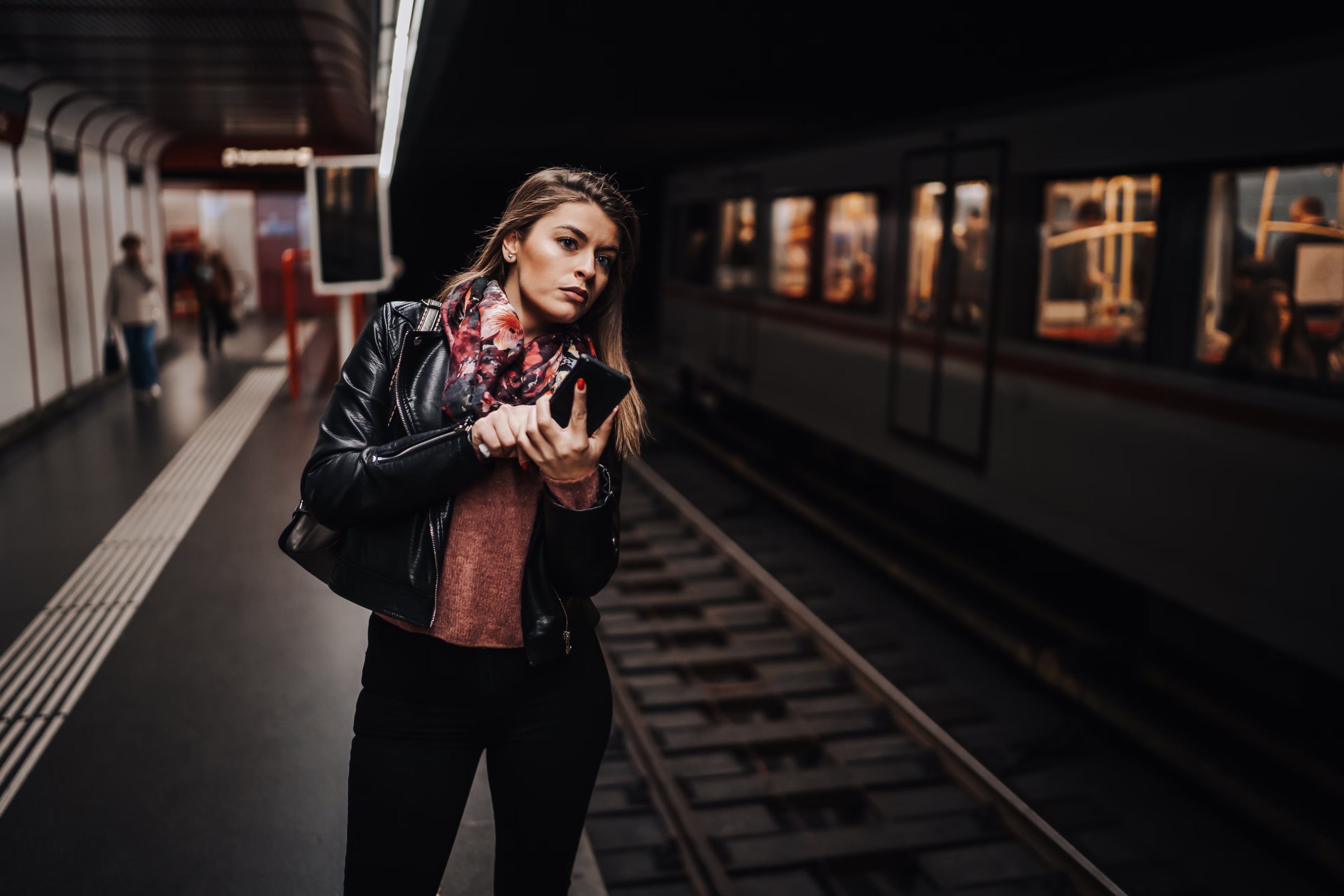 woman waiting for her train woman waiting for her train