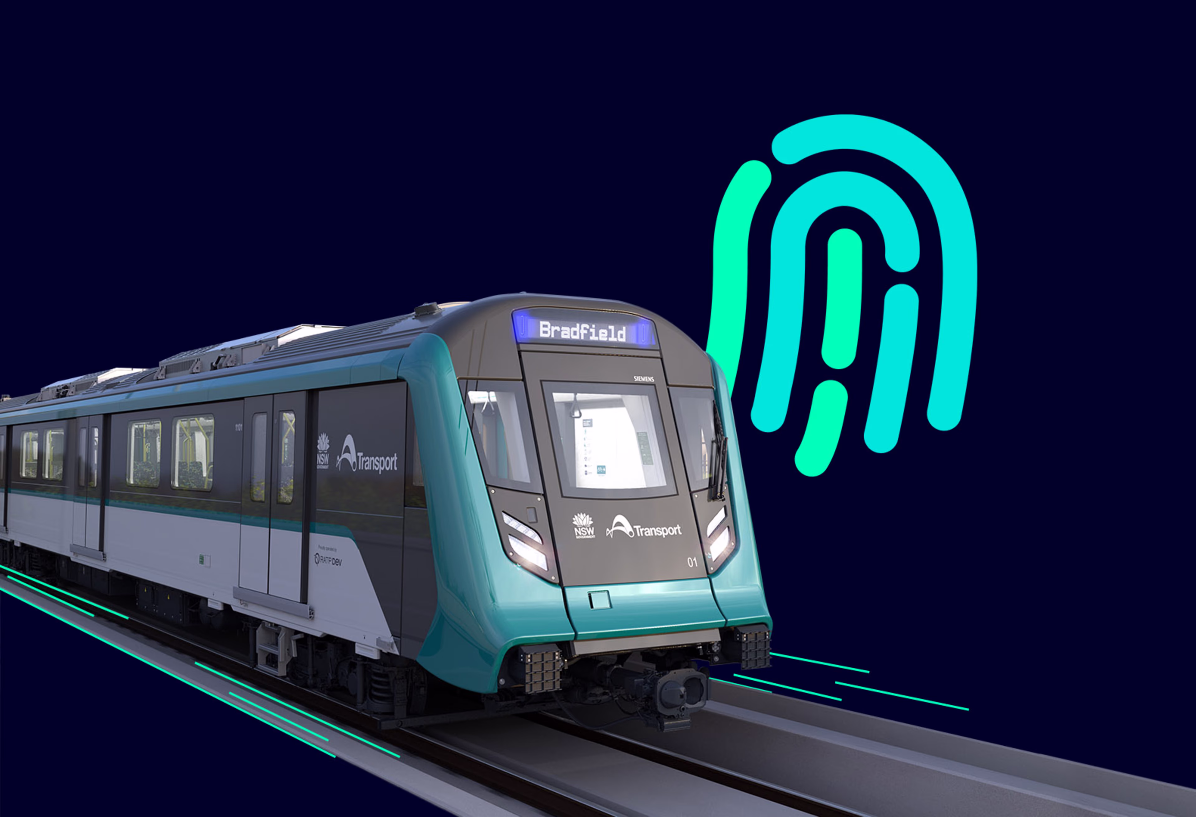 Metro on a darkblue backround with cybersecruity symbol Cybersecruity services