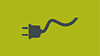 Icon of a stylized power cable with plug on green background