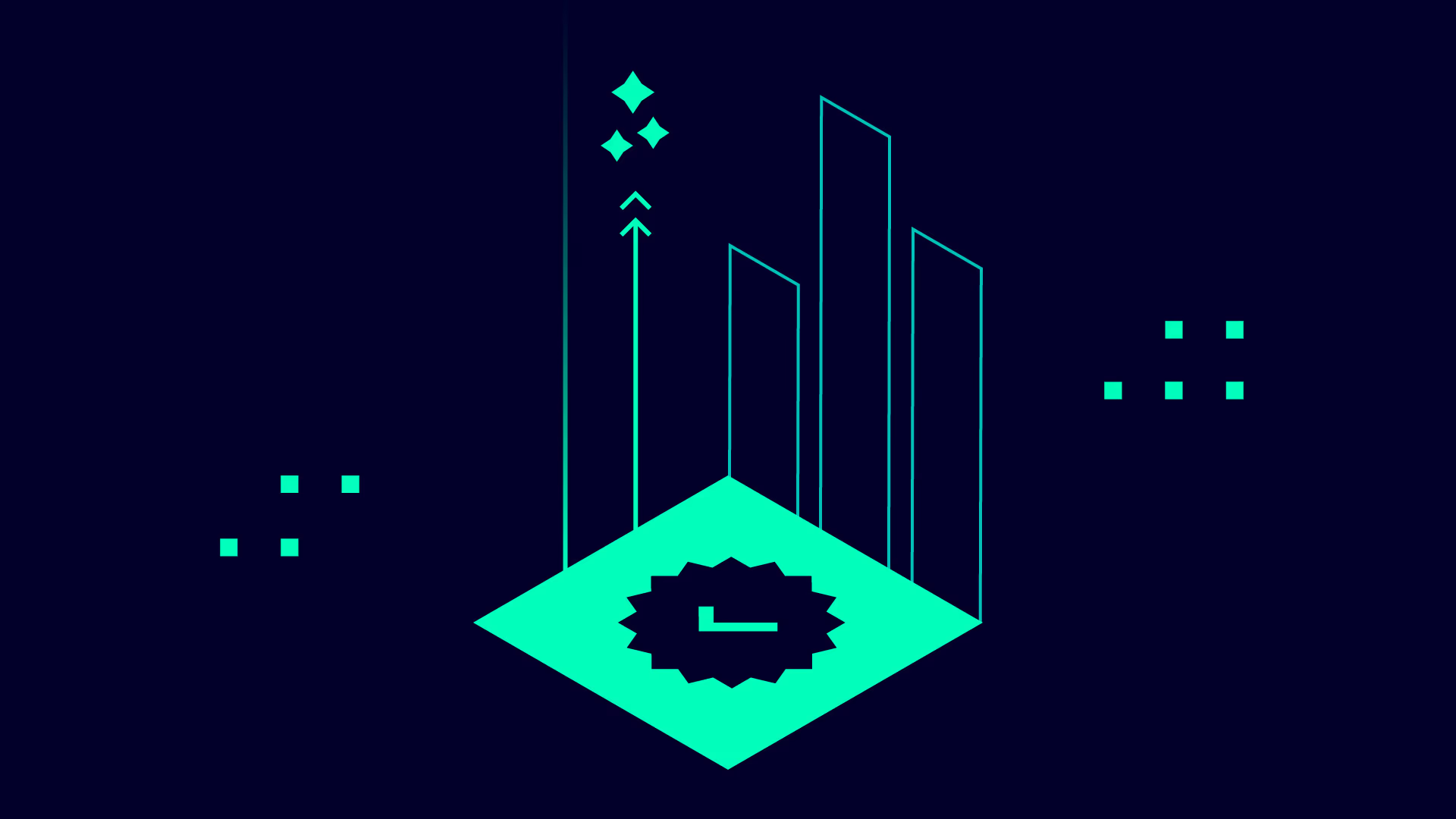 Eine Illustration, die ein Icon mit einem Häkchen zeigt. Ein Säulendiagramm baut auf dem Icon auf. Siemens Mobility Vectron X Icon Digitalisierung Performance