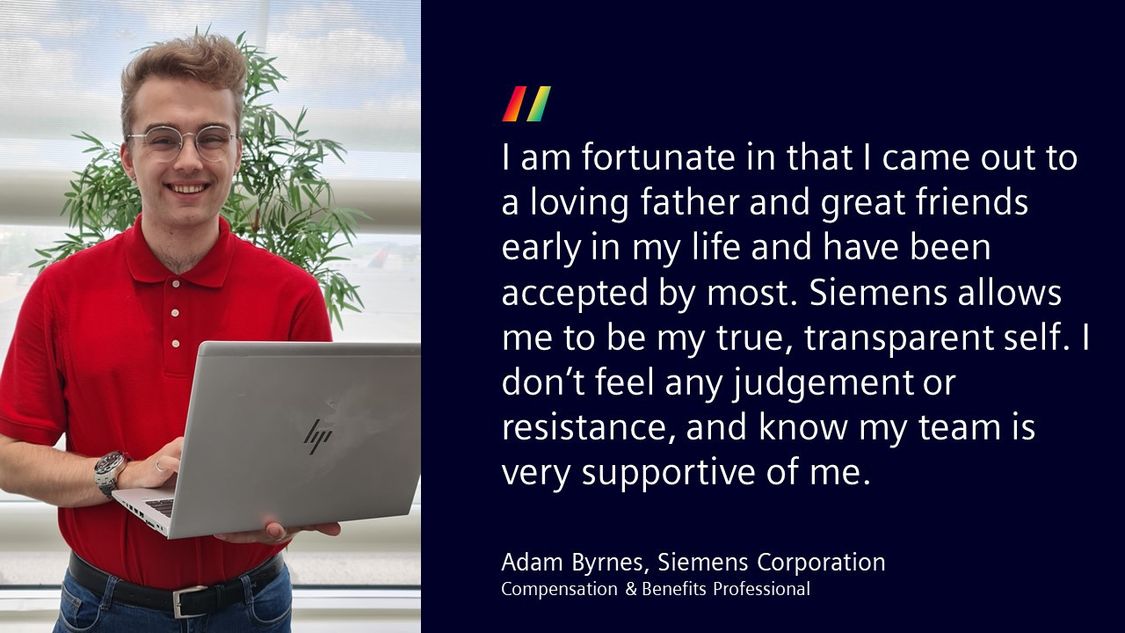 Adam Byrnes - pride month quote about working at Siemens
