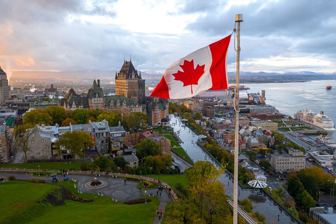 Canadian Flag in Quebec City Canada 