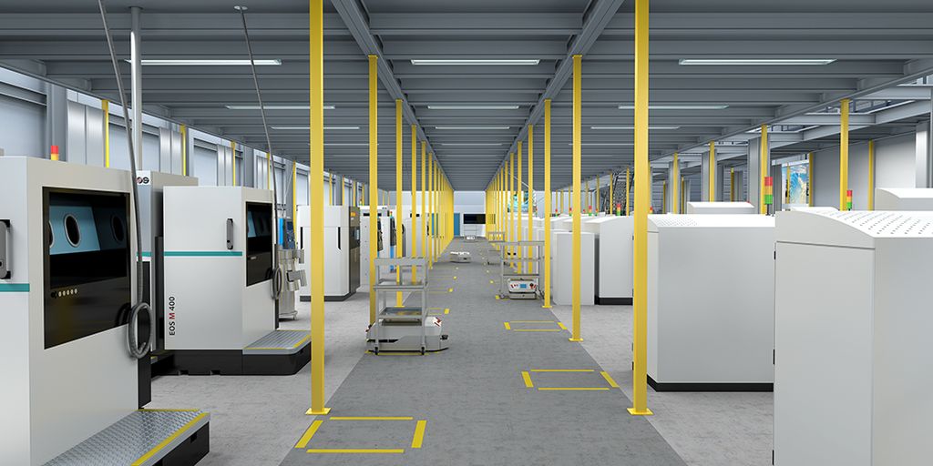 Das Bild zeigt die neue hochmoderne 3D-Druck-Fabrik von Materials Solutions Ltd.