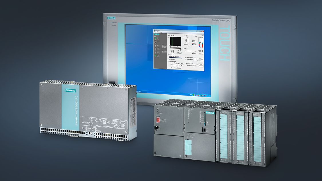 Overview image of classic Siemens products such as Panel and CPU