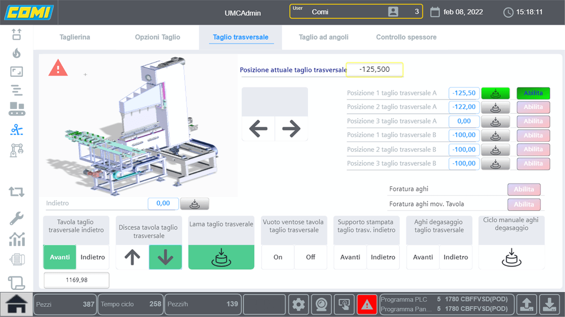 Cutting station in SIMATIC WinCC Unified.