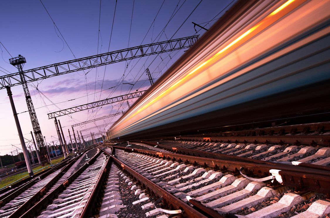 Image of a fast moving train on the tracks
