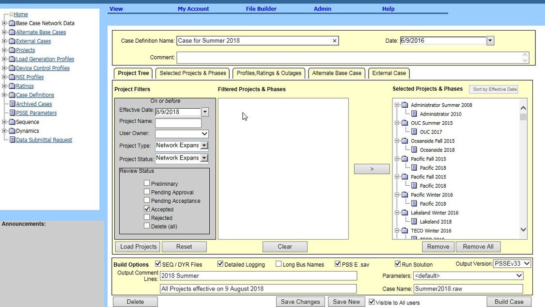 Example of Case Definitions tool