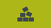 Icon of 6 cubes stacked like a pyramid on a green background