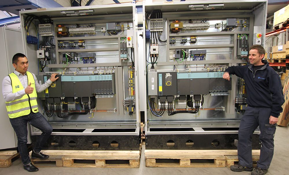 Elskåp för ett projekt till Europa med tre produktionslinjer dragmaskiner, där ståltråd ska reduceras från grov till tunn, och fyra linjer omspolningslinjer där tråden paketeras till slutkundsförpackning.