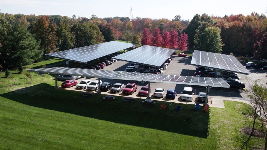 Princeton campus solar array parking lot