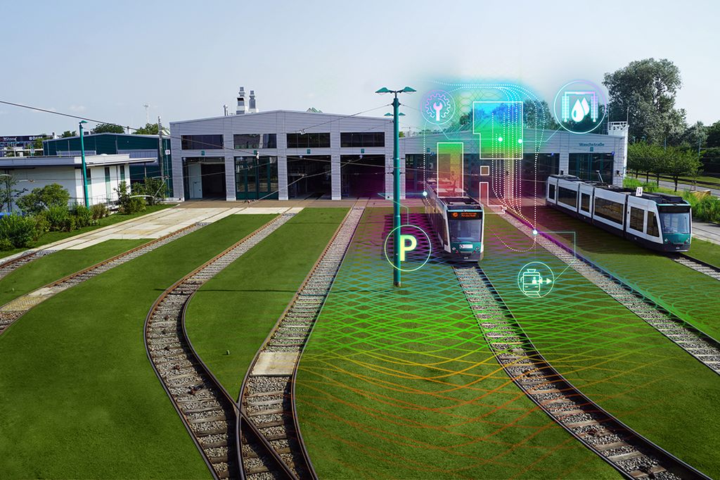 Das Bild zeigt die erste autonom fahrende Straßenbahn der Welt.