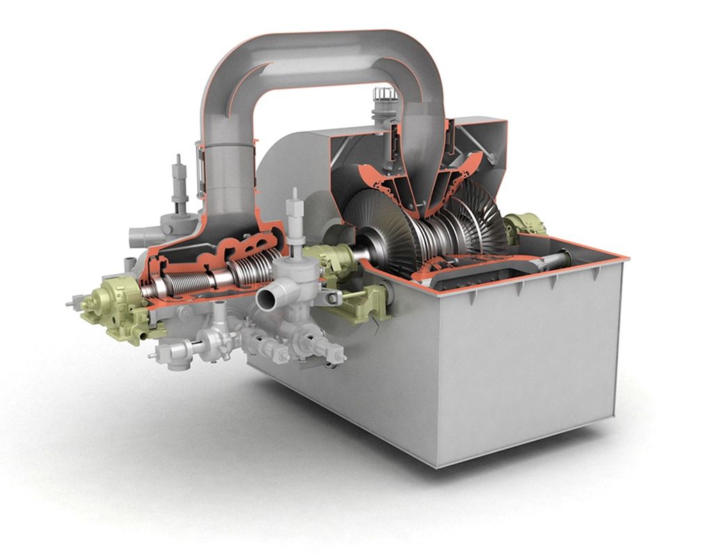 The picture shows the Siemens SST5-5000 steam turbine.