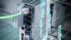 Picture of a SCALANCE X-200 switch on rail with cabling and digital elements