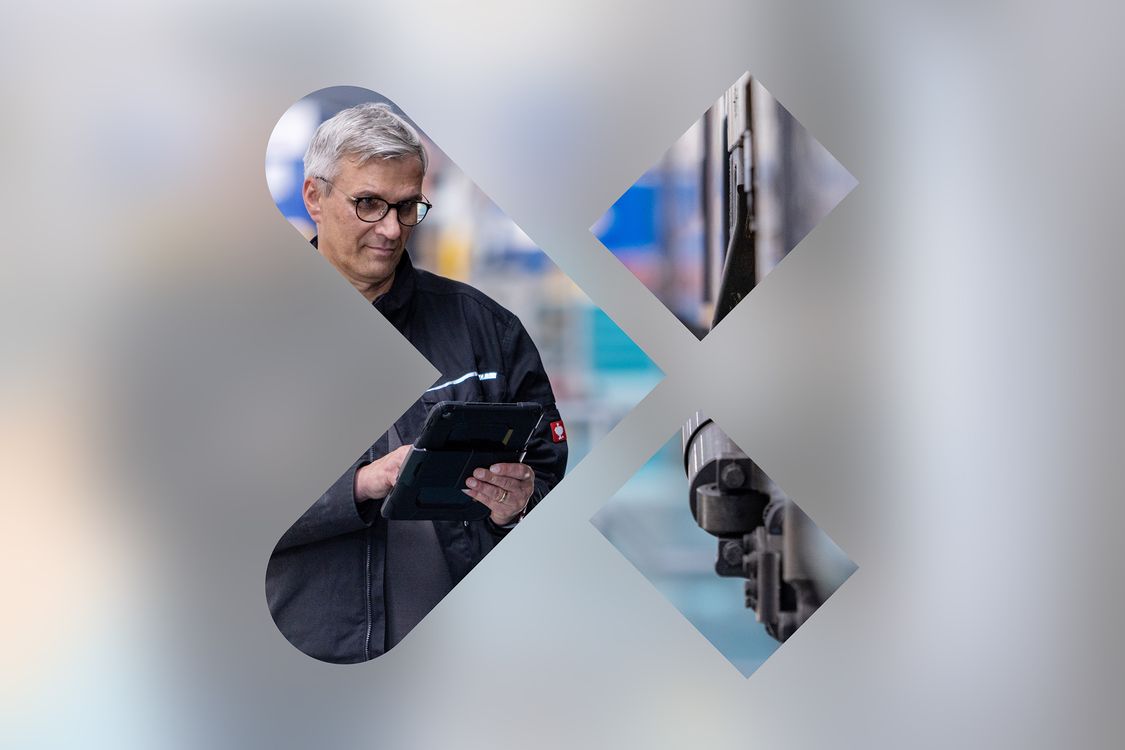 Mireo fährt durch eine Stadt, virtuelle Layer zeigen digitale services.