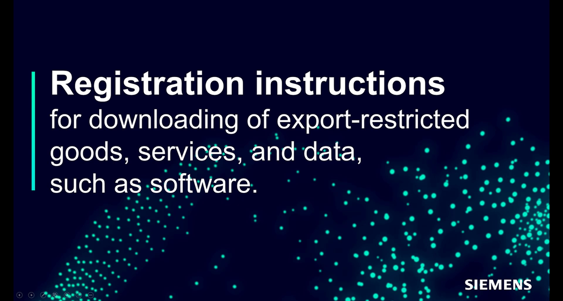 Link to registration instructions for download for export-restricted goods, services and information, e.g. software