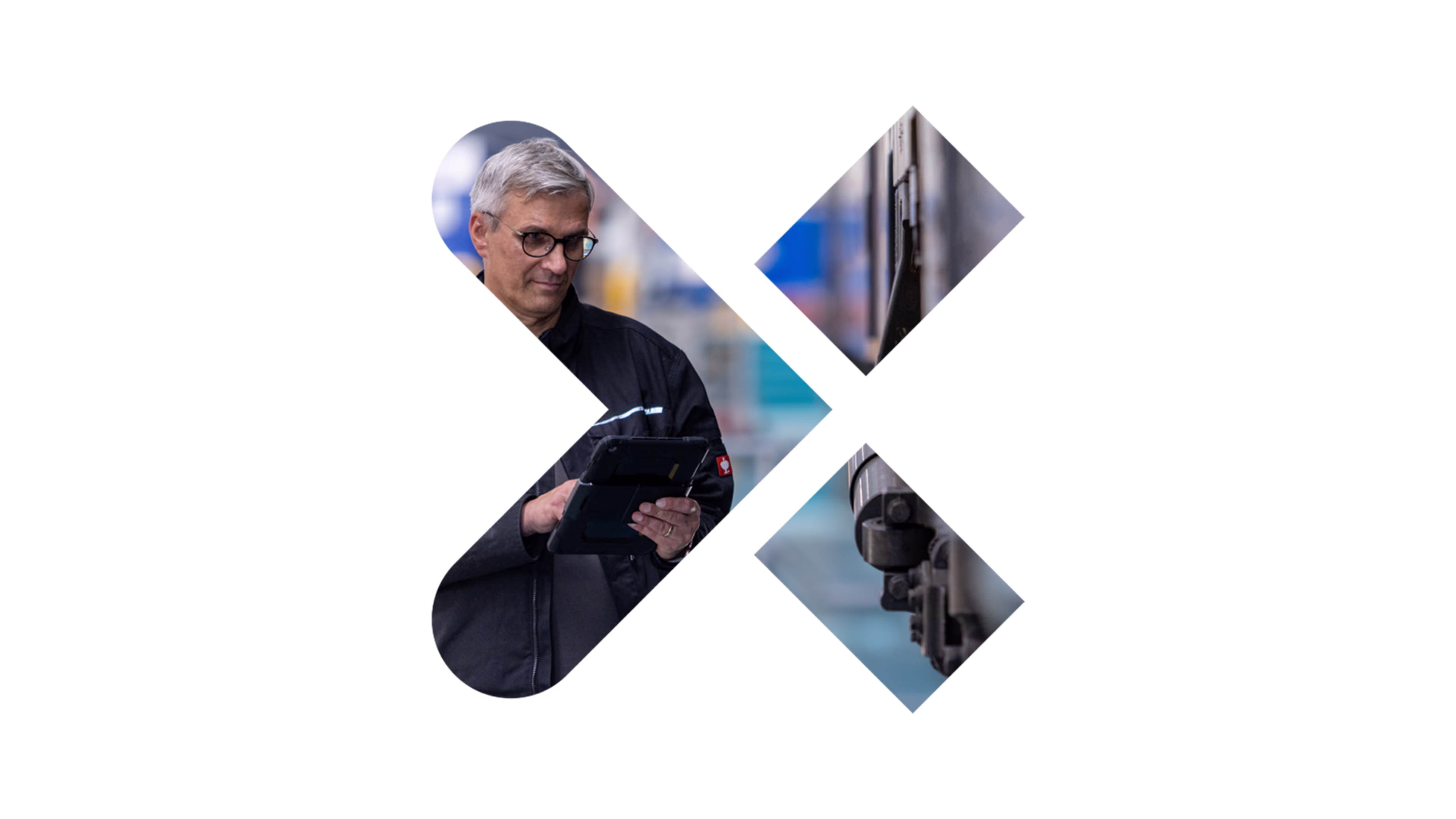 Railigent X with man holding a tablet Railigent X