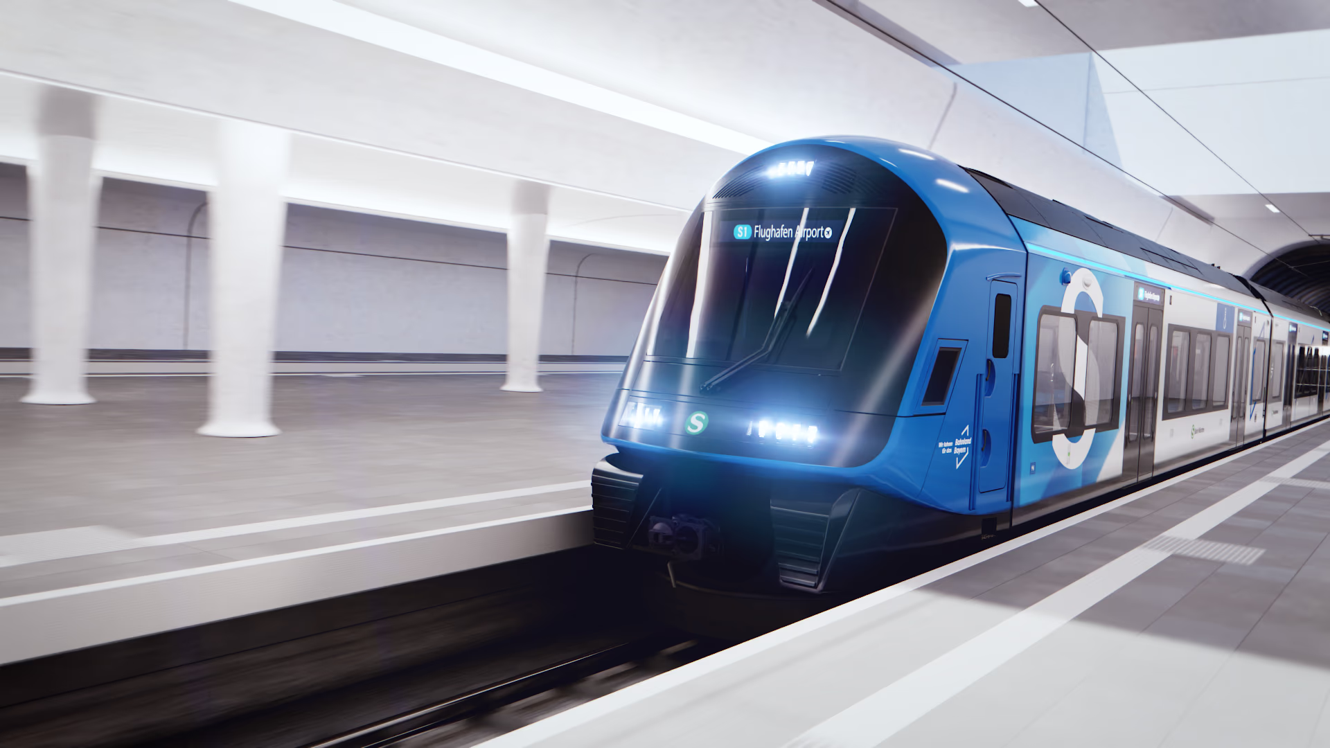 Mireo City pulls into a station. Siemens Mobility Mireo City