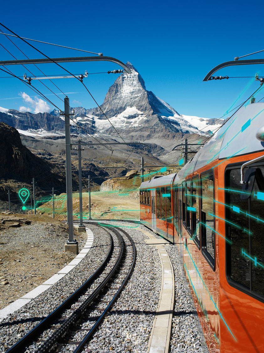 Gornergratbahn fährt durch die Alpen 