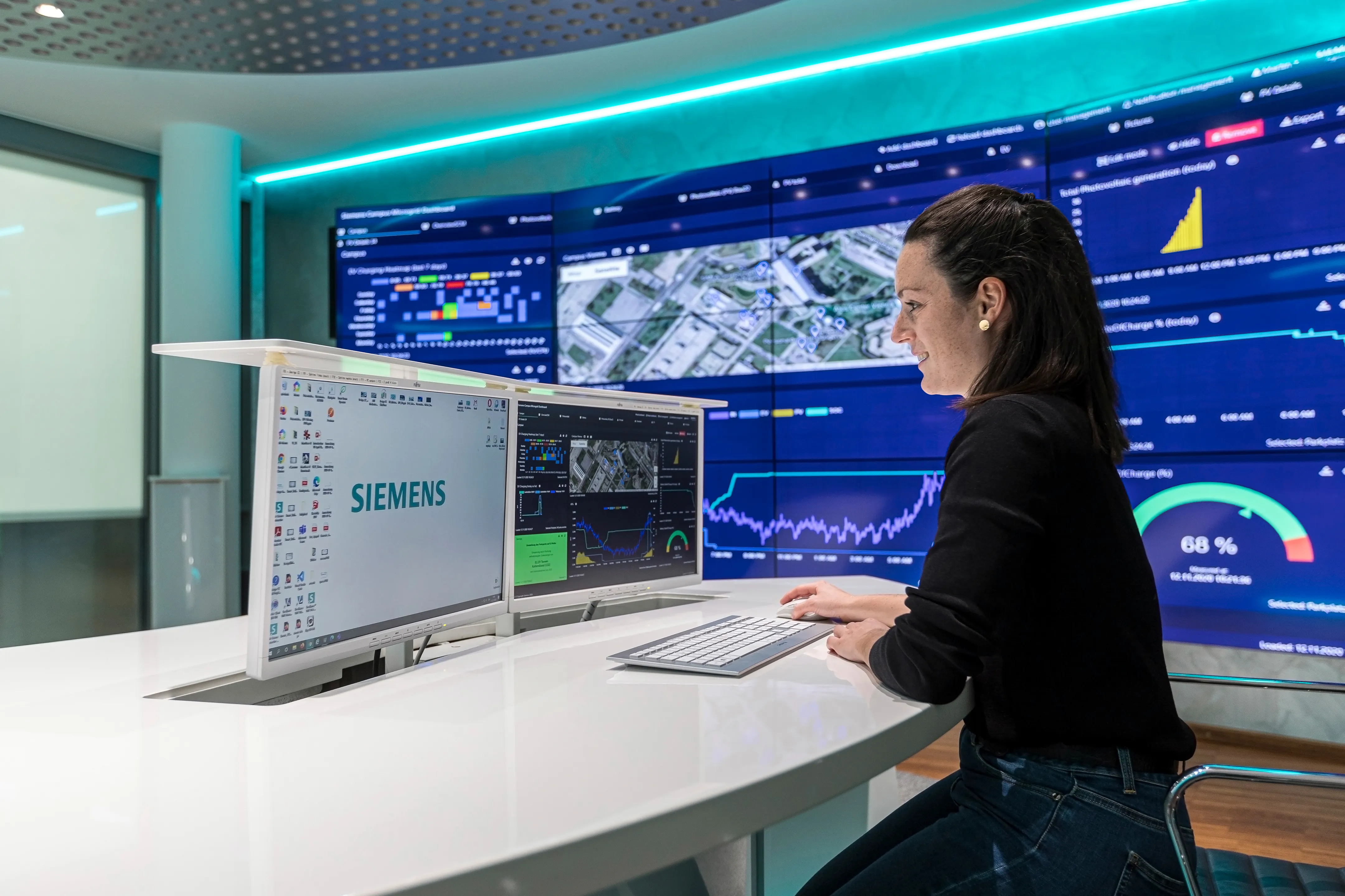 A bécsi Siemens-központ mikrogrid hálózatának irányítópultja. Forrás: Siemens