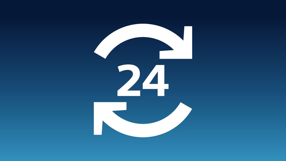 Icon showing 24 hours availability