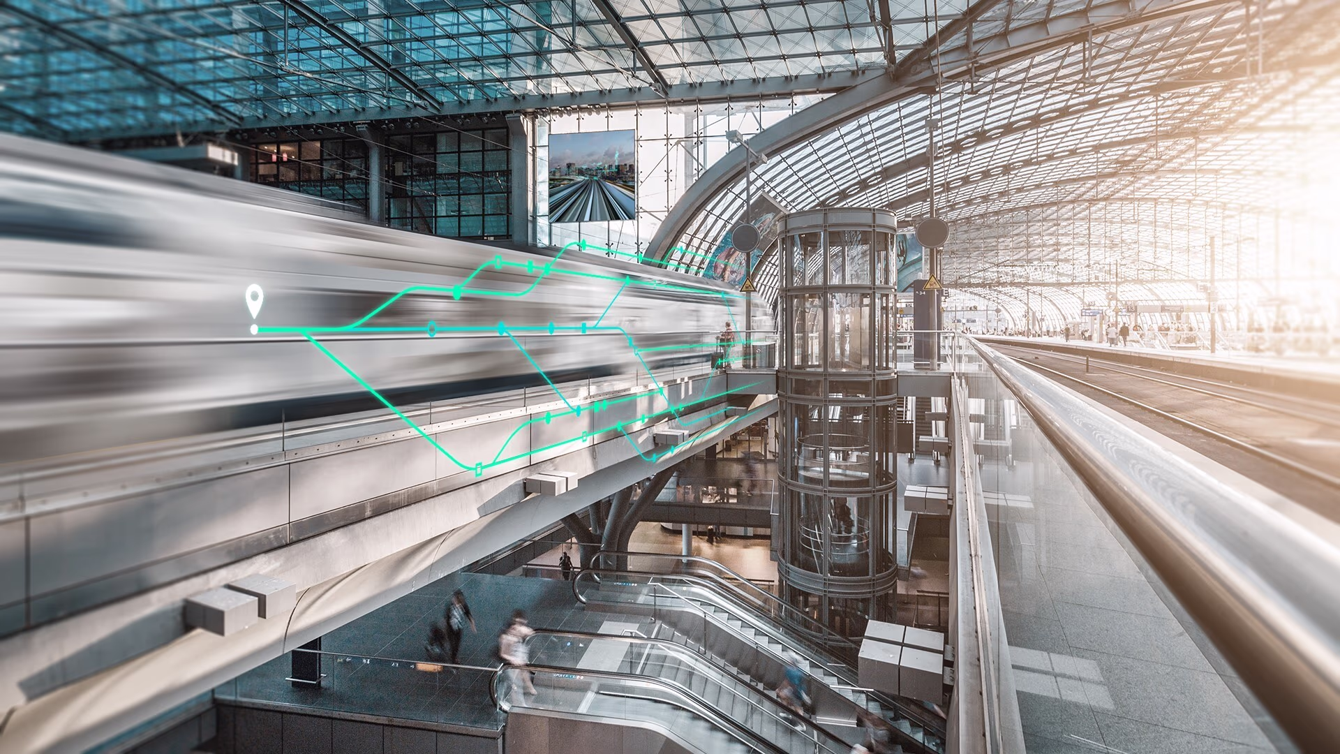 Train station representing the compatibility of Digital Station Managers and CBTC. digital-station-manager